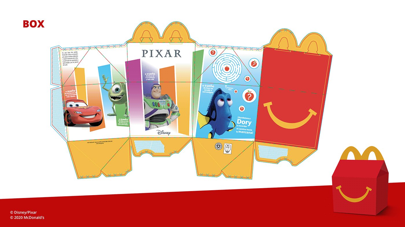 cajita feliz pixar Happy Meal McDonalds TBWA toy story Cars monster inc disney publicidad
