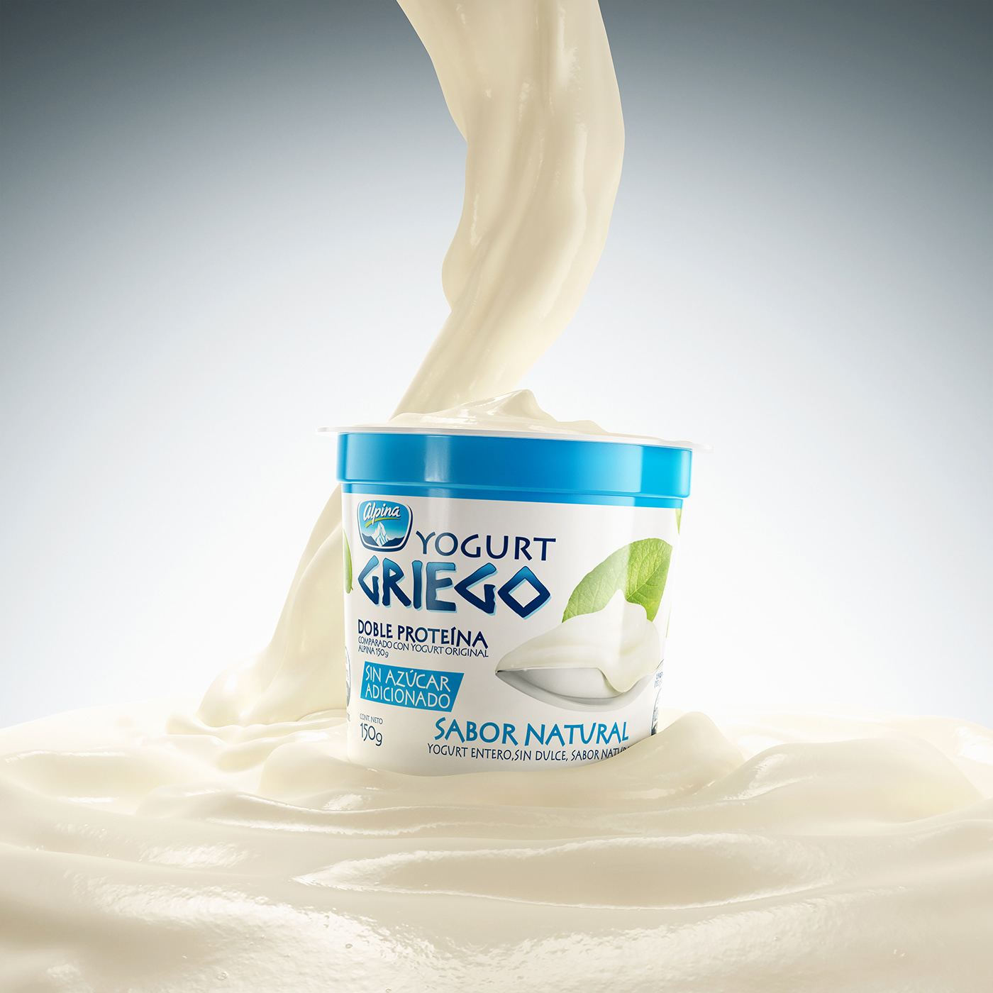 alpina cgi 3d modelado 3d splash yogurt yogurt griego