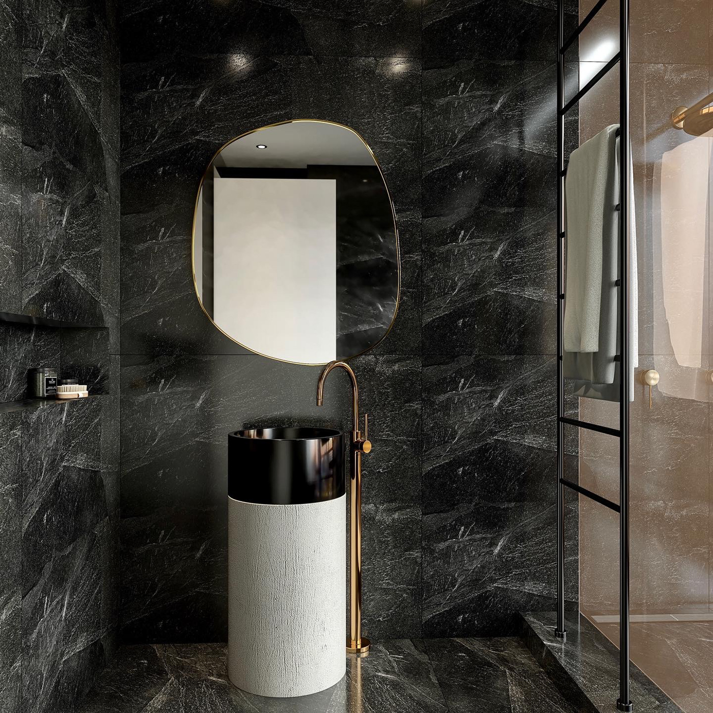 3D archi art bathroom CG dark design dezeen Interior Project visualization