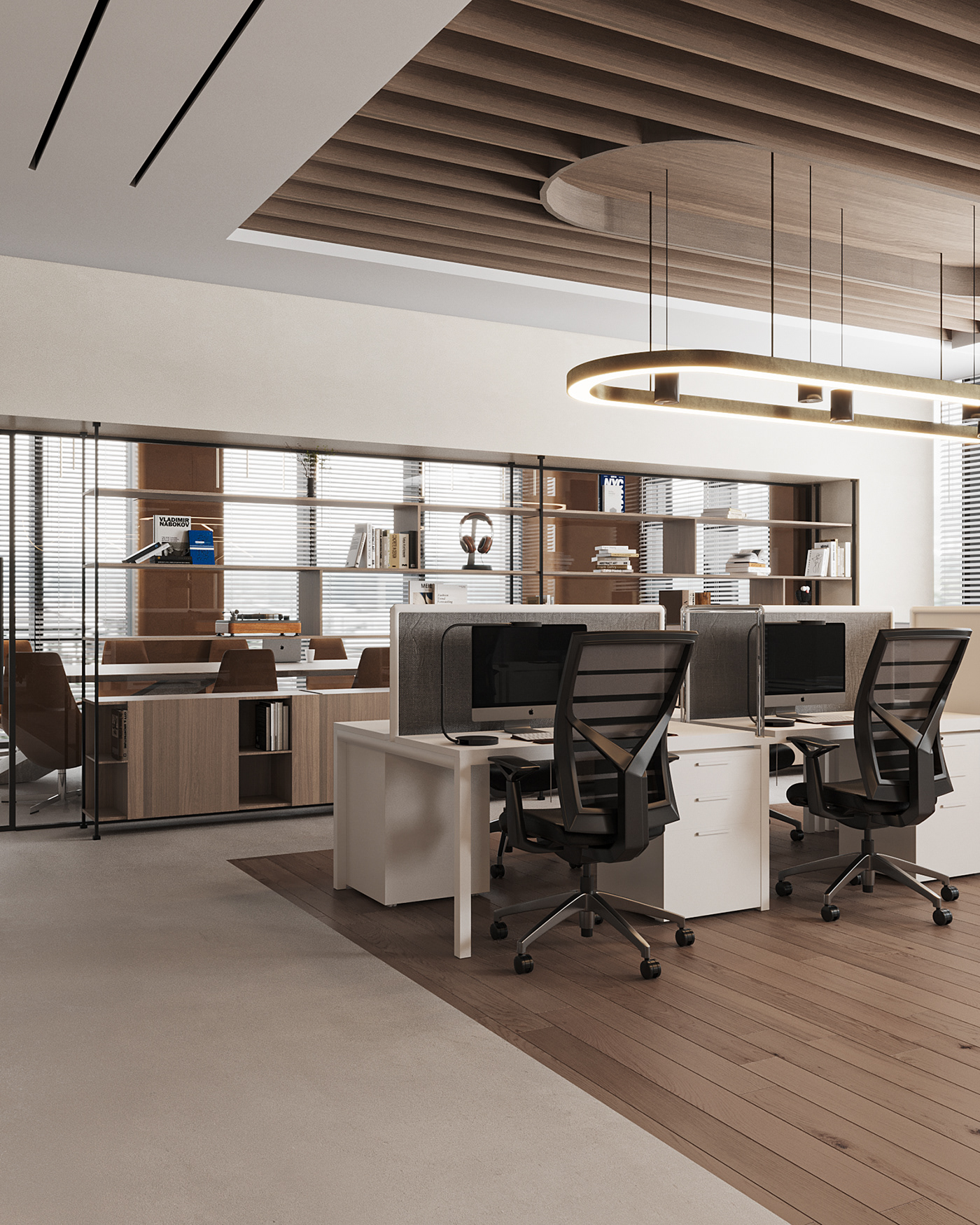 Office Design workstation interior design  archviz visualization workspace architecture modern CGI