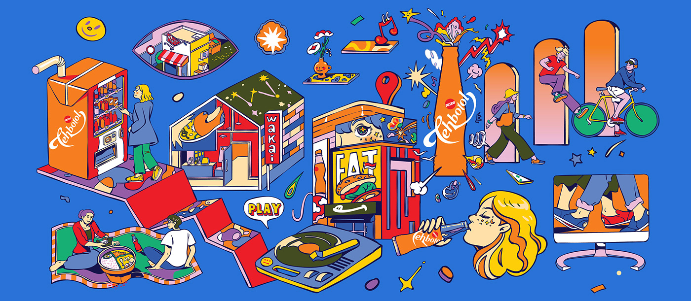 city pop colorful ILLUSTRATION  Illustrator isa indra permana wakai