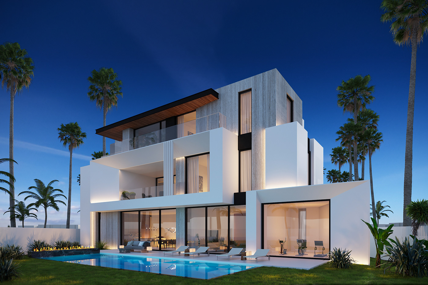 doha Modern Villa 3d Visualisation Render Villa villa complex 3d render architecture