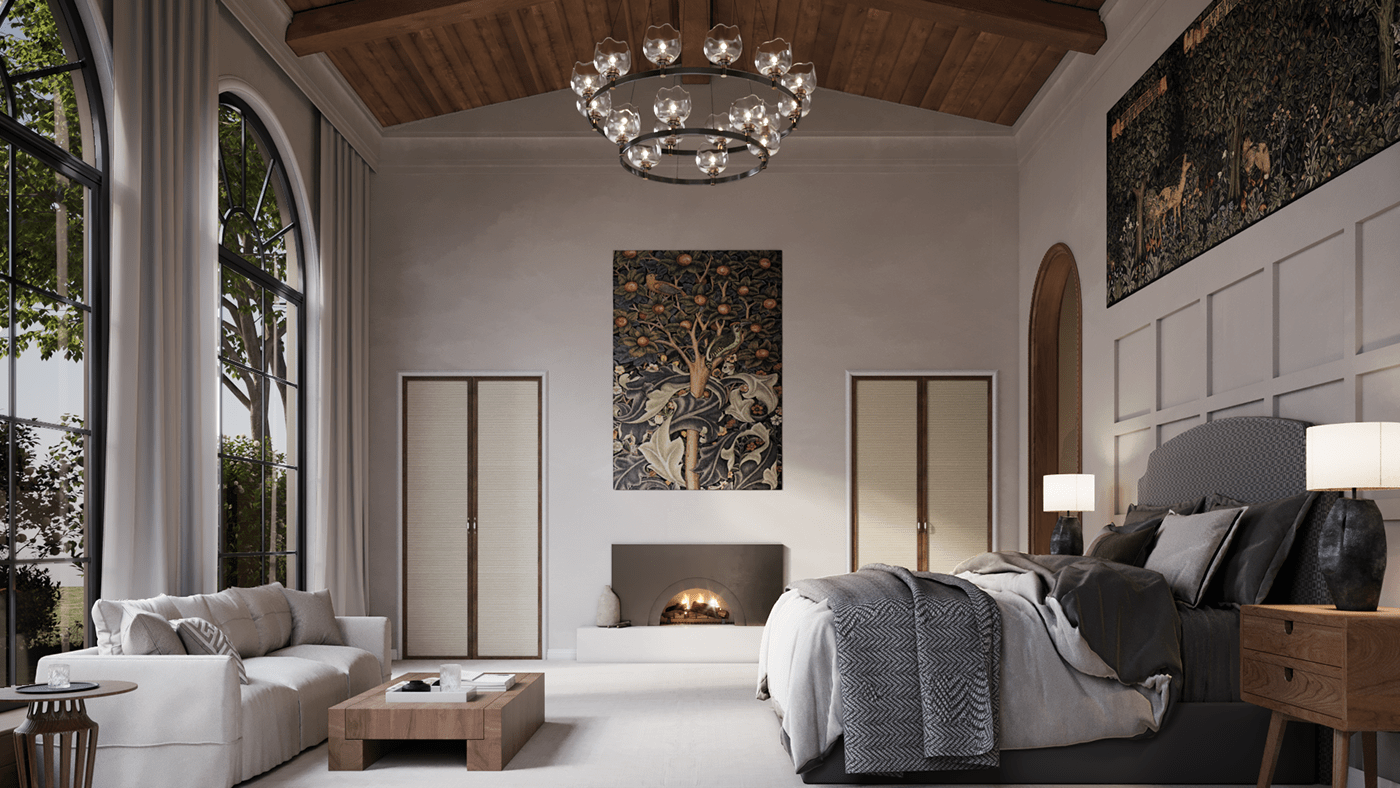 bedroom farm house living room mediterranean Mediterranean style Entrance interior design  Interior modern visualization