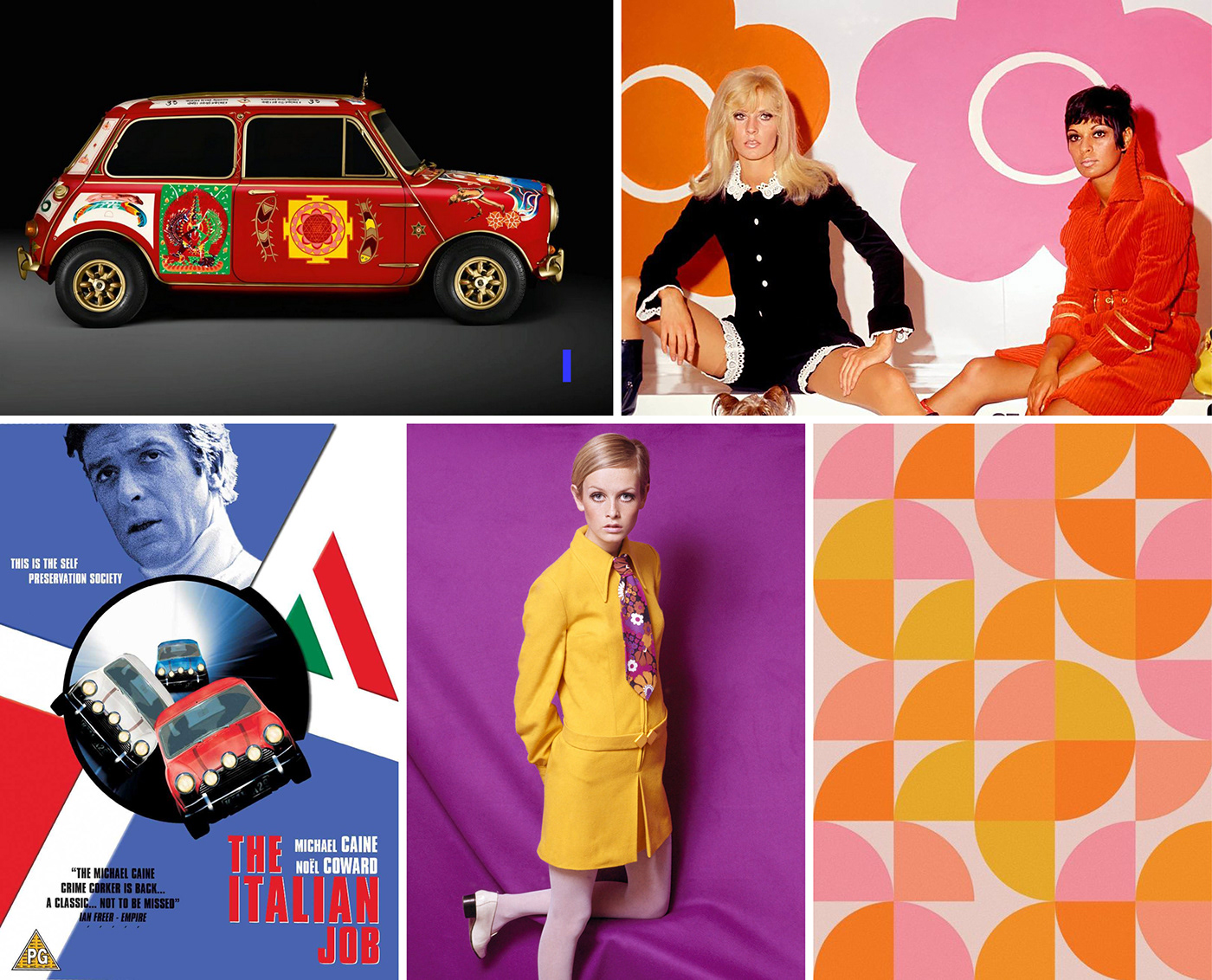 graphic design  ILLUSTRATION  pop culture 60s swinging sixties car pattern MINI Cooper United Kingdom арт