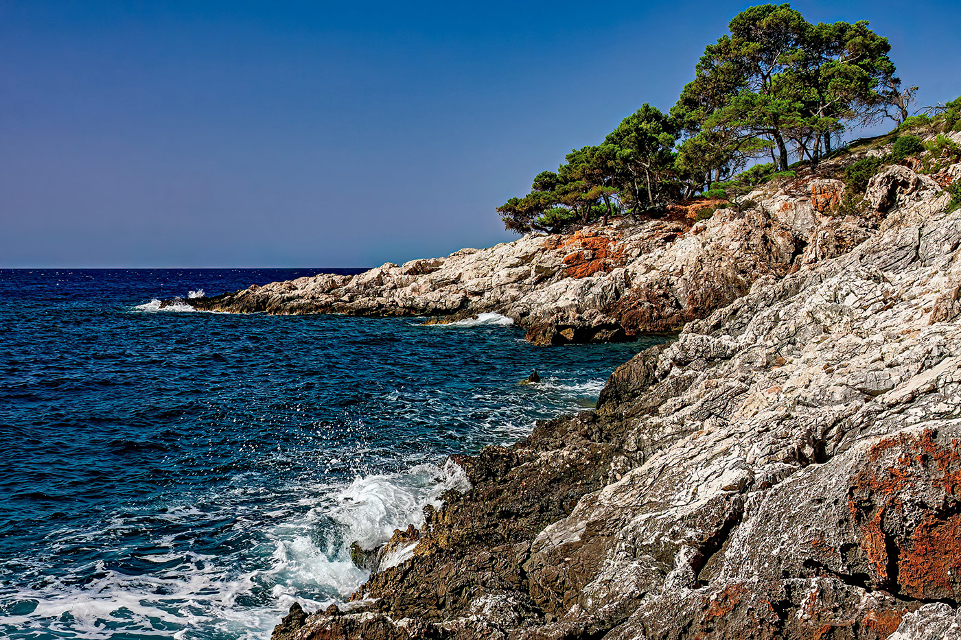 beach boat Croatia Hvar red rocks rocks sea Seaside seaside house seshore
