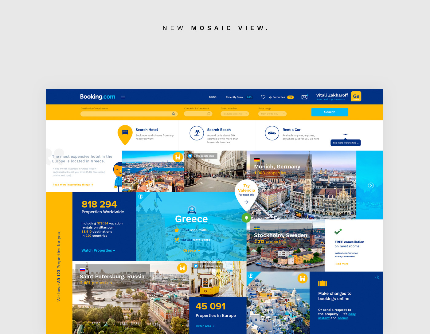 Booking Booking.com   redesign Web template clean Italy Travel Ecommerce UI