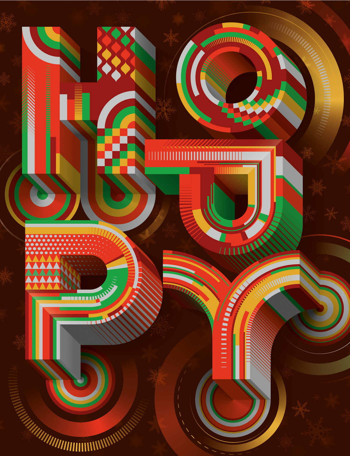 xmas Christmas Hoppy typography   type poster hoppyartland japan 3D Font font