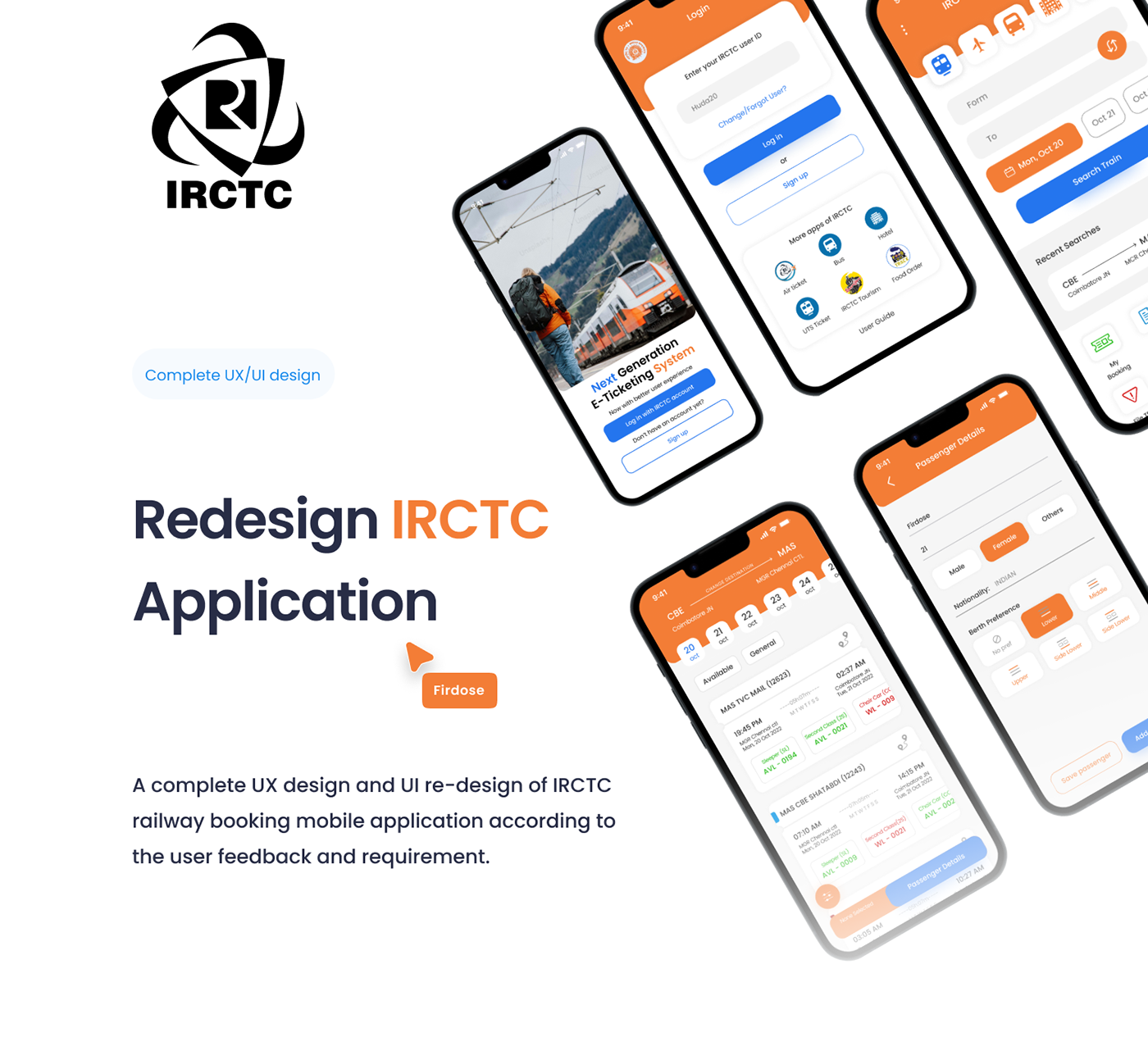 irctc redesign IRCTC Redesign train Travel UI/UX ui design ux app design railway