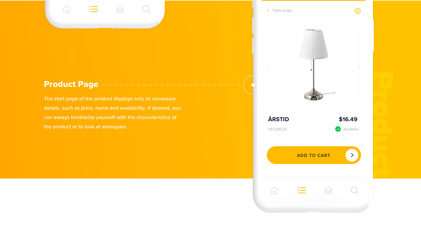ikea UI ux redesign store furniture clean yellow Interface concept