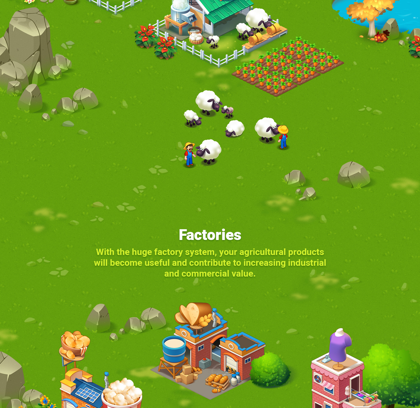 farm city farm game game asset game design  game mobile game ui iKame ILLUSTRATION  Character design  game