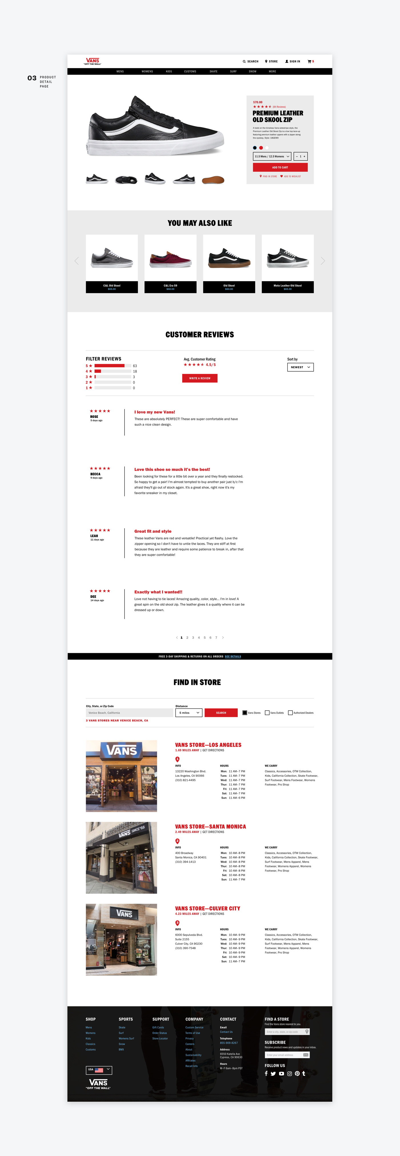 UI/UX Web Design  Vans redesign skateboard skateboarding Ecommerce sneakers Website interaction