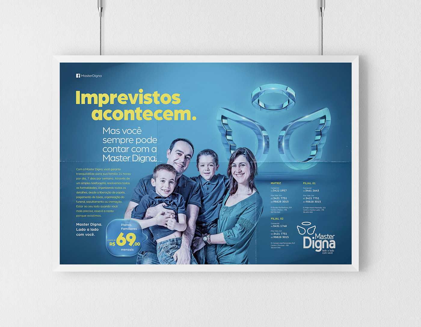 ad anúncio Master Digna 3D logo institucional varejo planos assistência familiar