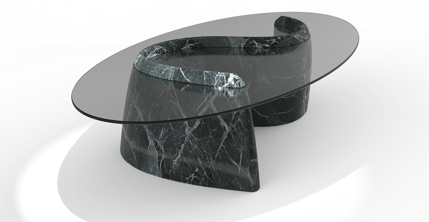 I created this Tomeron coffee table to highlight the natural directionality of the stone's viens.