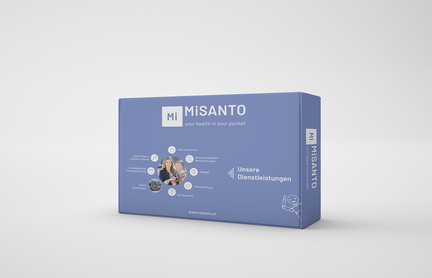 Packaging design LEILA VALENTINI branding  swiss healt care medical corporate misanto