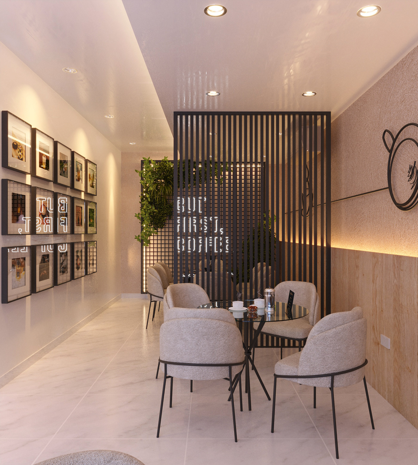 interior design  corona modern Cafe design coffee shop visual identity beige interior visualization 3ds max Render
