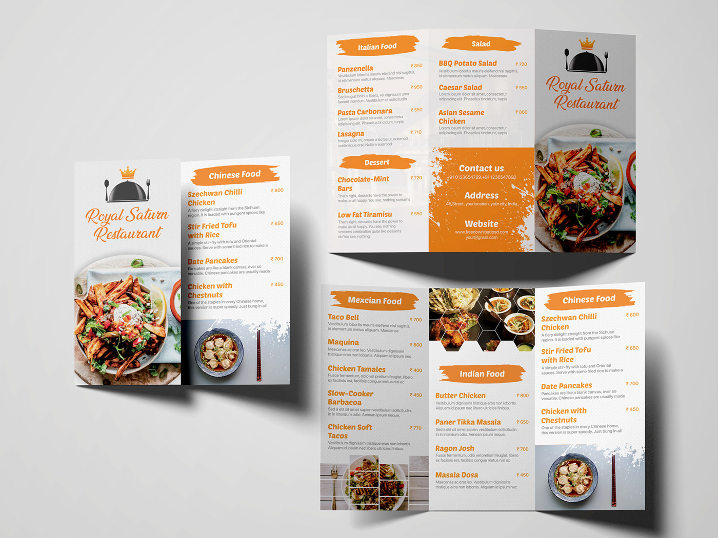 Tri-Fold Menu Card Menu Card brochure Food  Food menu card trifold menu Food Ads graphic design  Mockup template