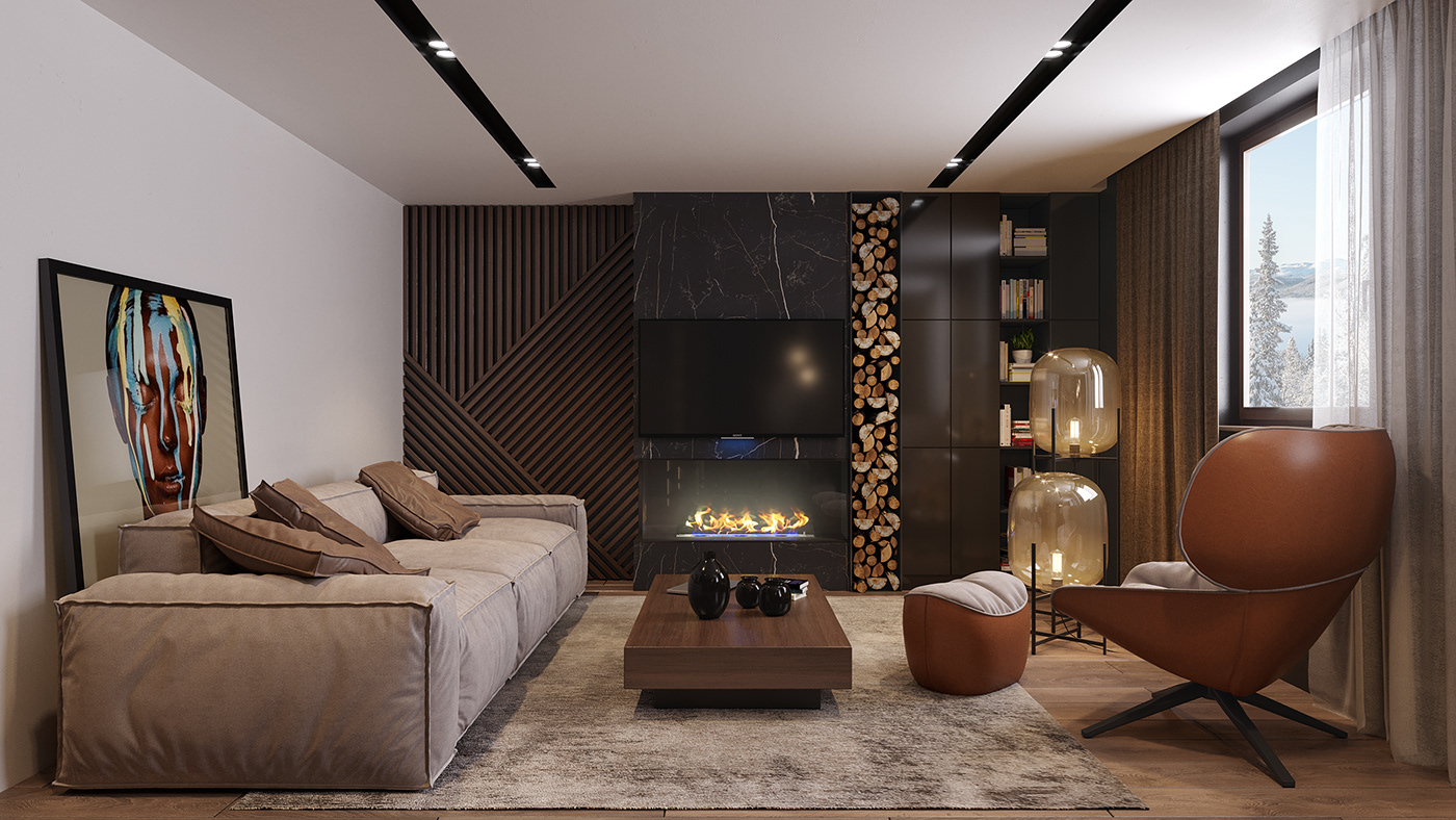 apartment contemporary creative design luxury minimalist modern visualisation Дизайн квартиры apple