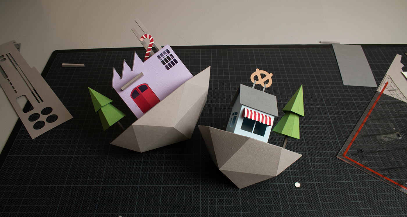 paper papercraft craft Low Poly handmade paperart islands Island lighthouse Van