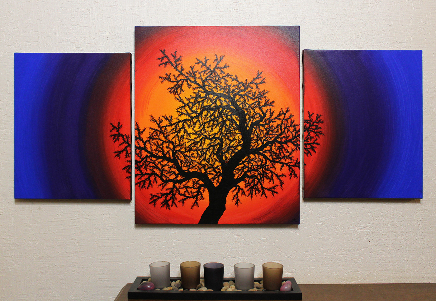 painting   Drawing  artwork Tree  art canvas Triptych design color Posca