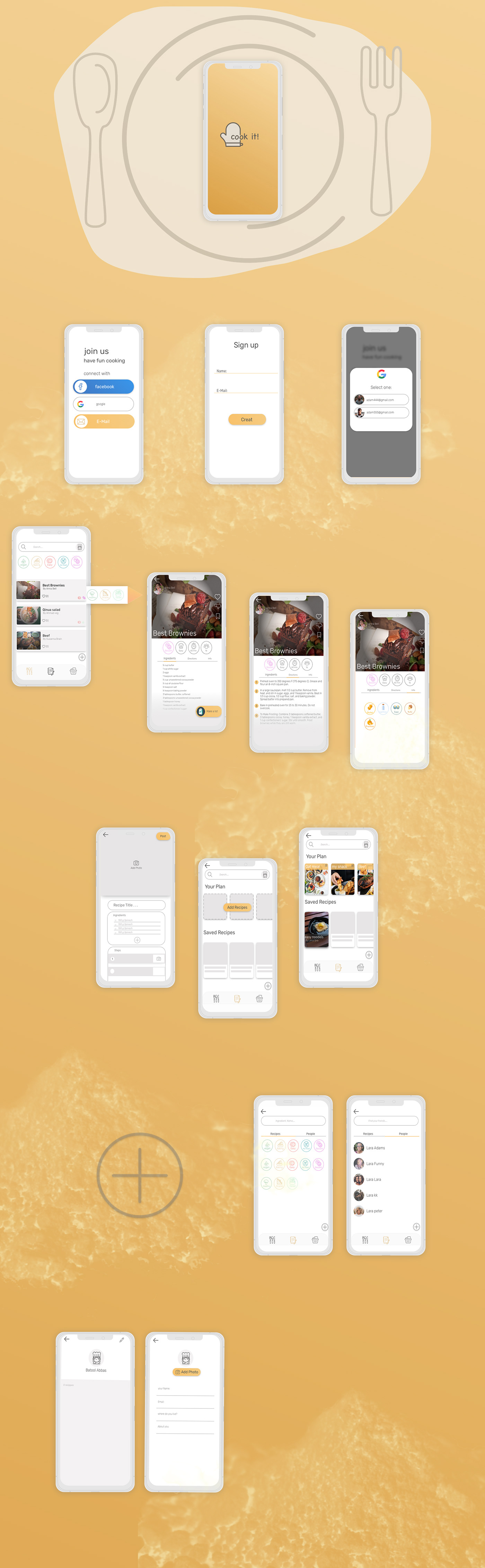 app Appdesign cooking cooking app design orange UI