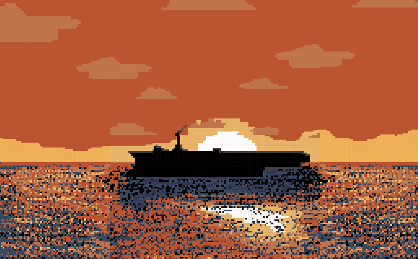 art artwork digital ILLUSTRATION  marahope Ocean painting   Pixel art poem sunset