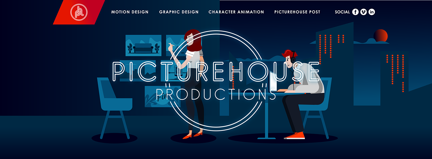 Web Design  motion graphics  animation  Creative Direction  Art Director picturehouse productions nikita nielsen ILLUSTRATION  redesign animation studio