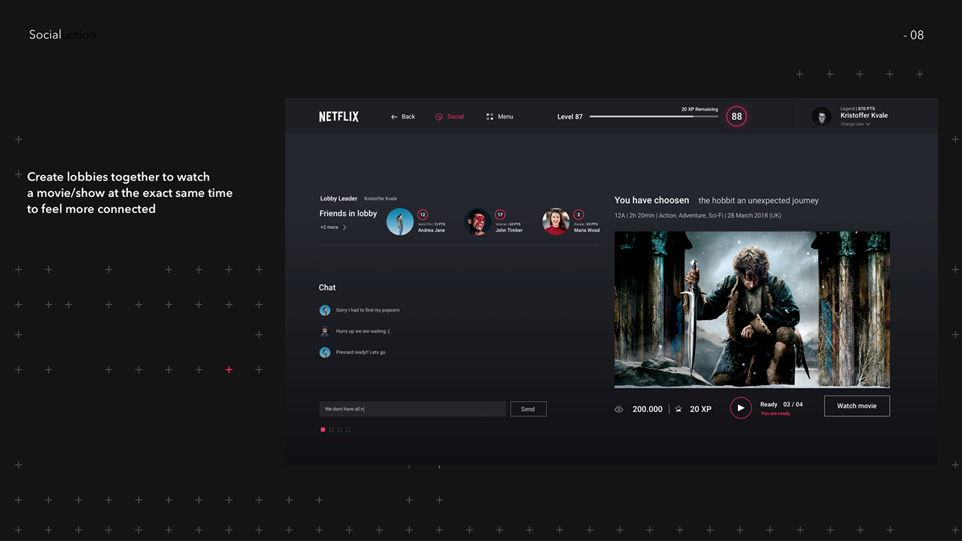 Netflix reward leveling UI ux design idea minimal