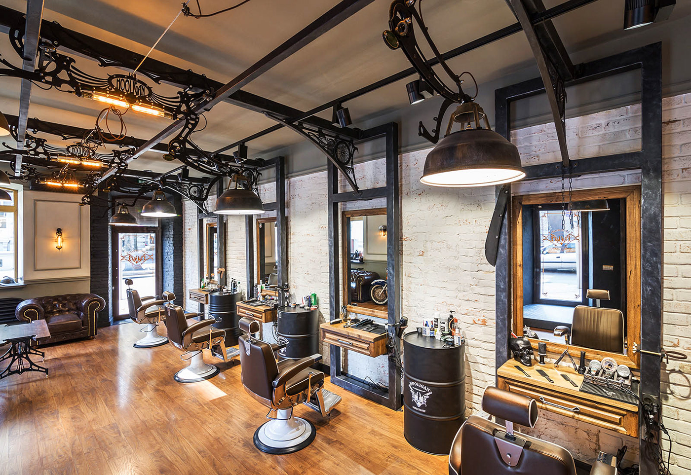 barbershop design Interior да дизайн интерьер барбершоп Парикмахерская DA Design