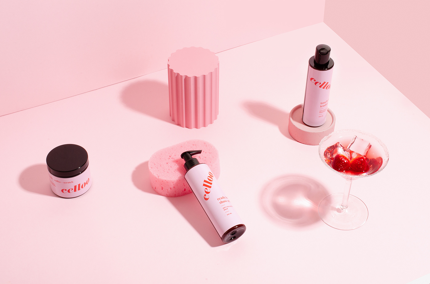 beauty branding  cellulite Cosmetic cosmetics Fun minimal pink red skincare
