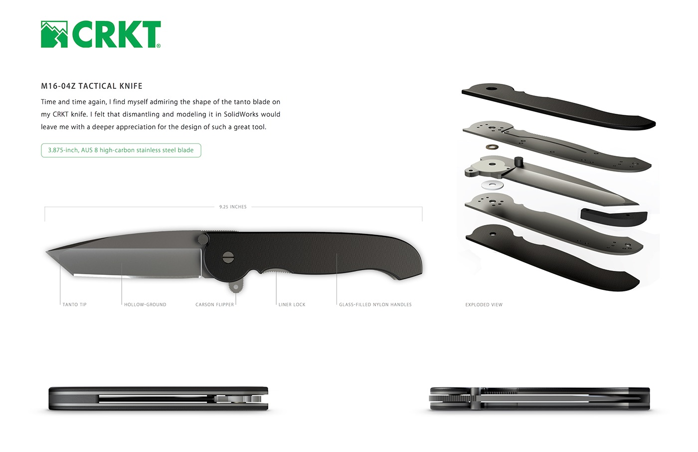 CRKT ColumbiaRiverKnife&Tool knife Solidworks cad modeling