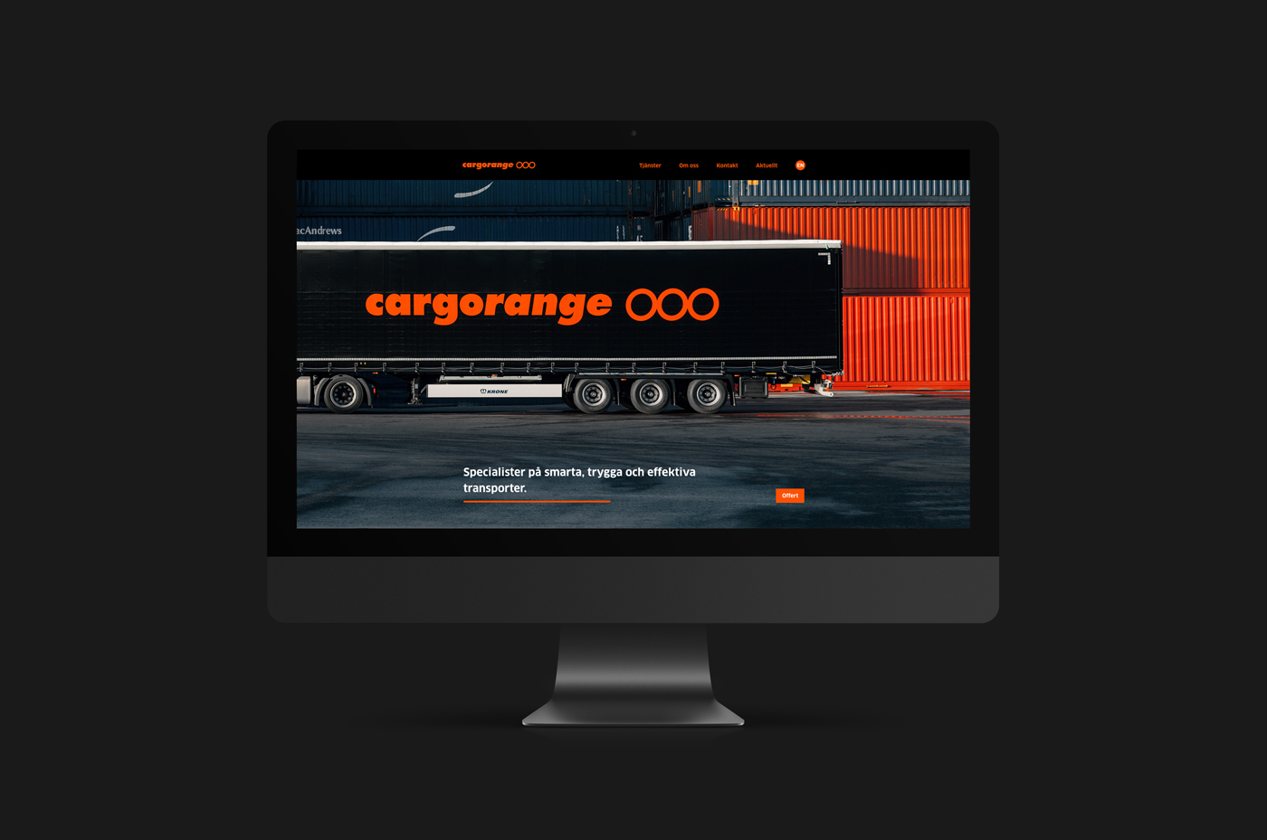 Cargo Logistics Transport Sweden black orange trucks branding  Web print