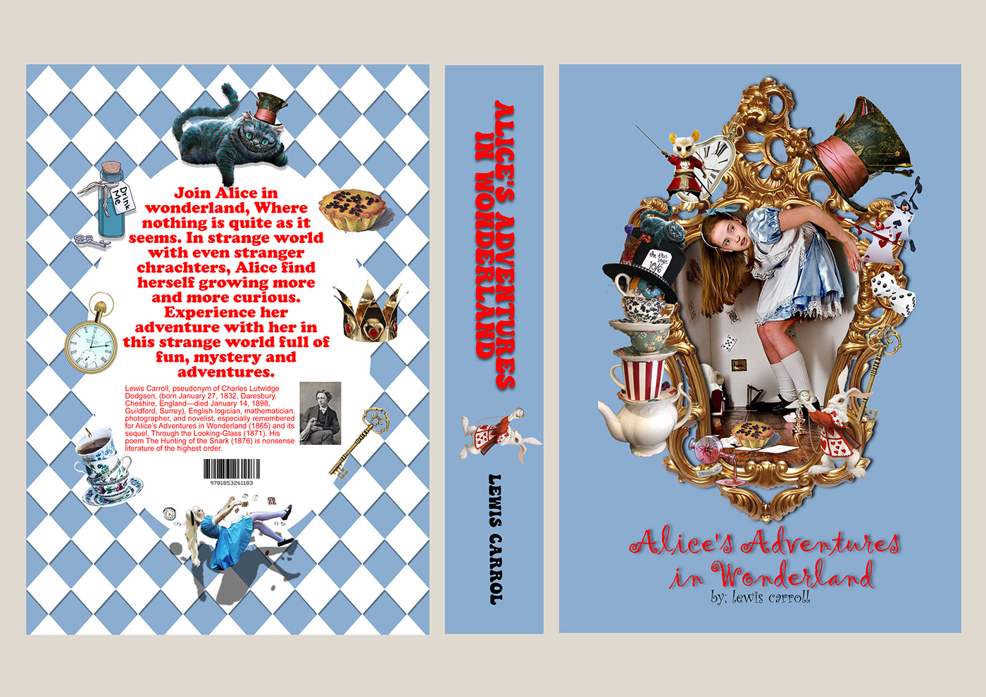 alice in wonderland book book cover book design design disney lewis carroll Madhatter