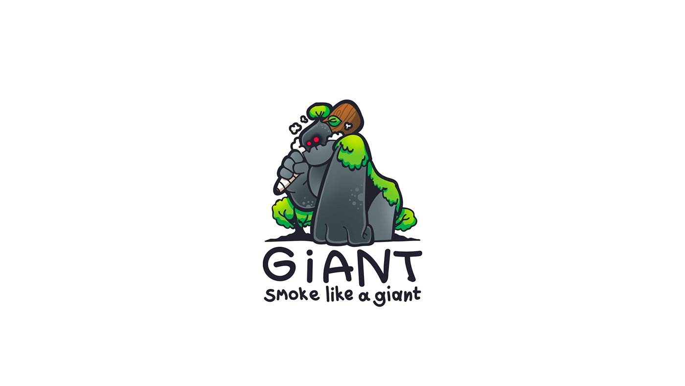 logo Logotype giant marijuana store ILLUSTRATION  green free monster CG