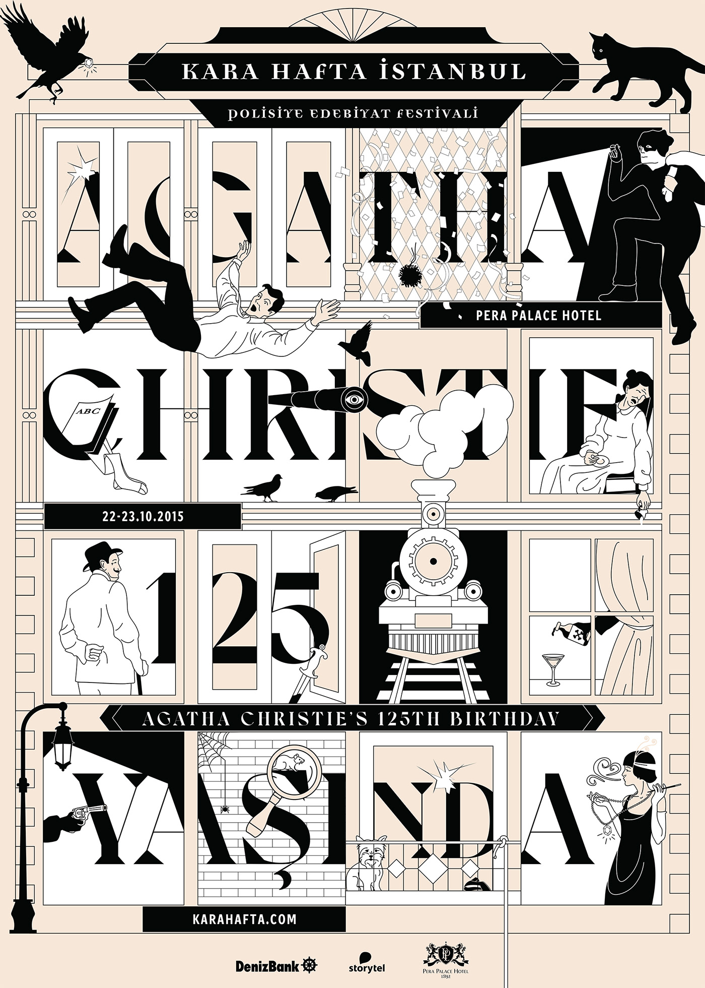 agatha christie alfred hitchcock black week crime fiction festival identity festival posters Georges Simenon kara hafta novela negra pera palace