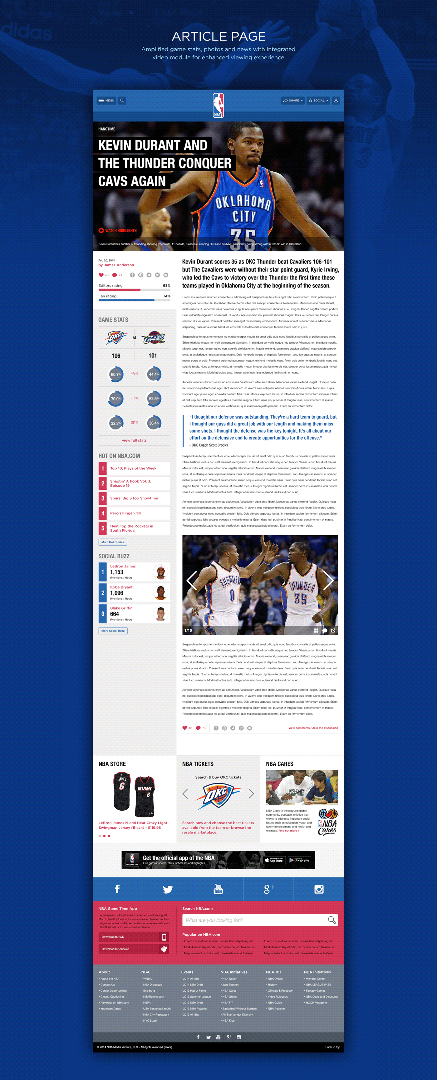 sports NBA basketball redesign Interface Website Responsive