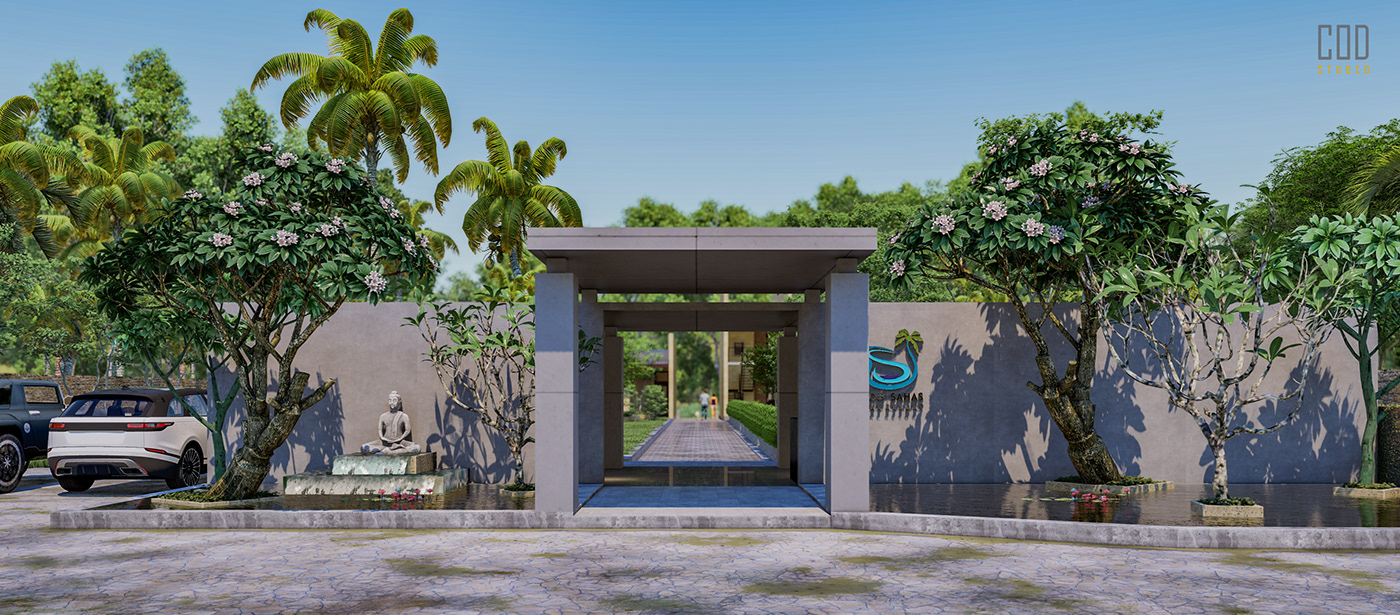 3D 3ds max architecture hotel interior design  modern Outdoor reception design Render visualization