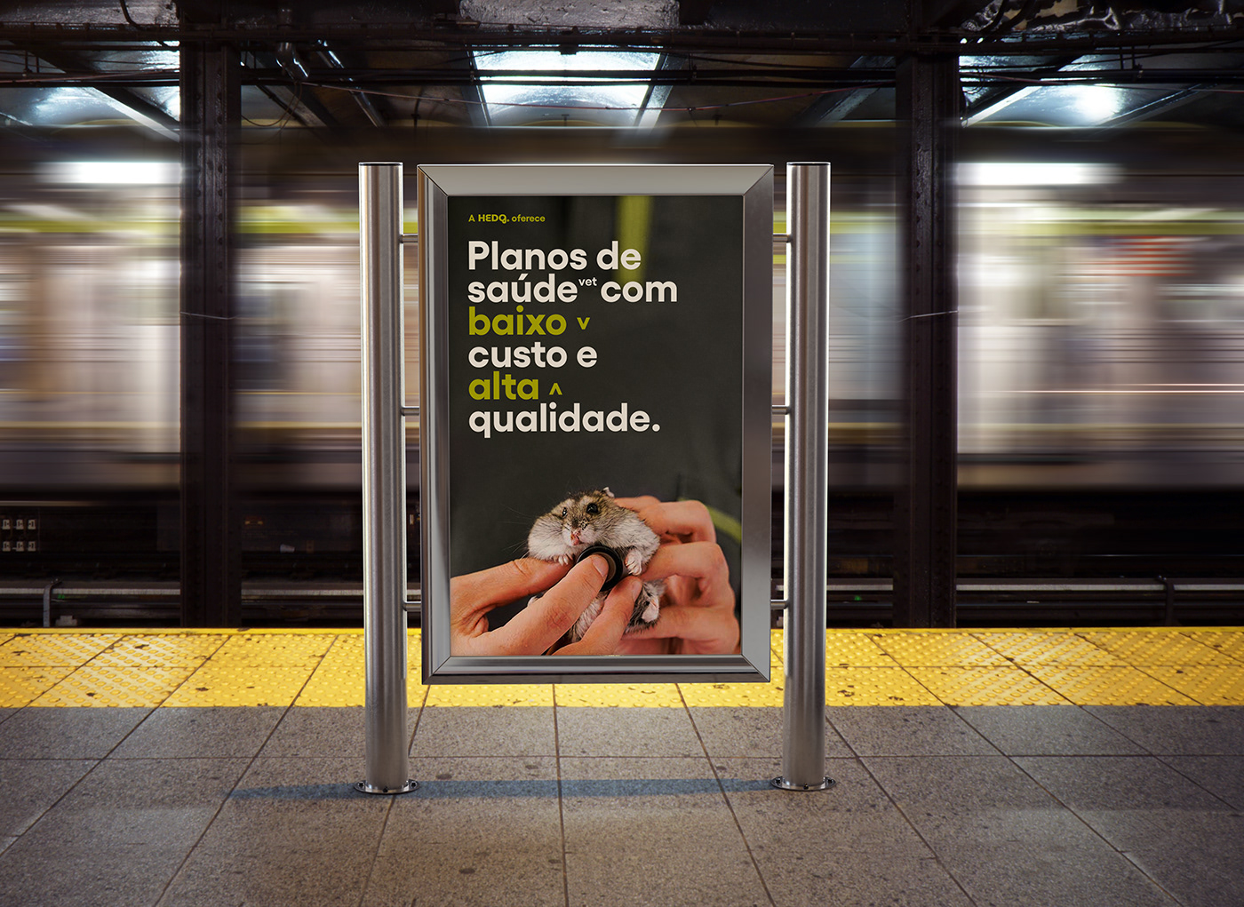 publicity in the subway about health plan for pets