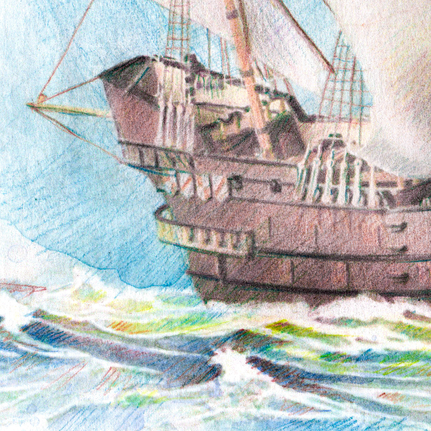 coloredpencil Drawing  galleon galleons ILLUSTRATION  shipillustration watercolor