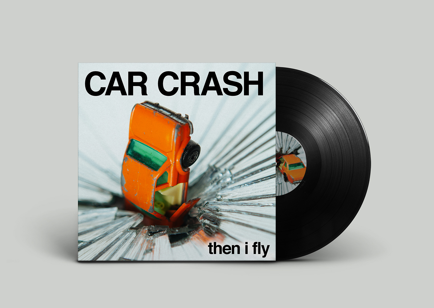 experimental mirror smashing Cars hot rod band Album art concert promo listen orange broken glass close up