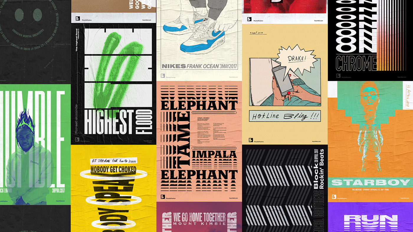 playlist posters music print editorial design graphic design  typography   miguel sousa heymikel poster