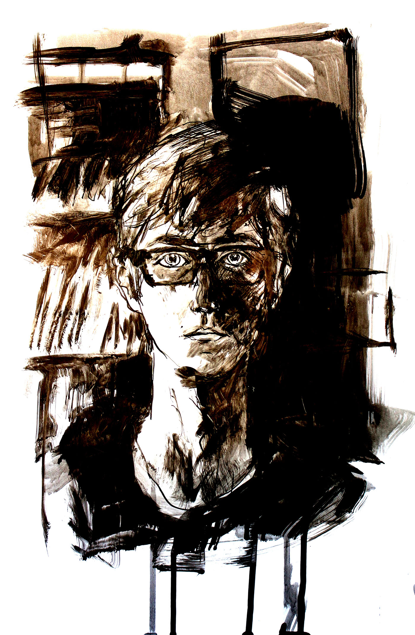 ink self-portrait tinta AUTORRETRATO arte dibujo art Drawing  expresionism expresionista  
