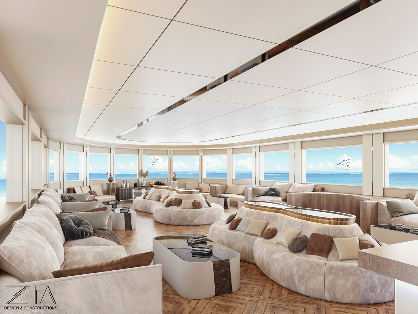 3ds architecture hurghada interior design  Render salondesign visualization yacht Yacht Design yacht salon design
