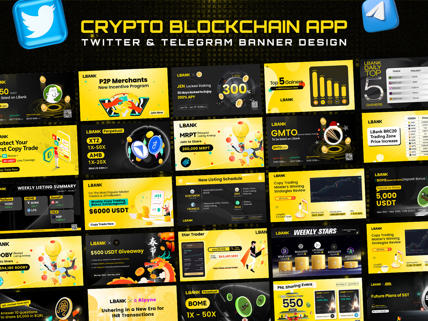 crypto twitter Telegram social media banner post ads ai blockchain
