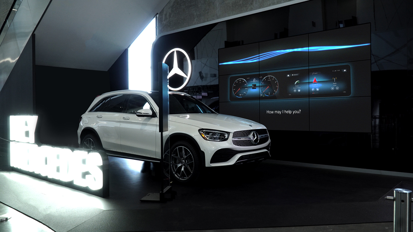 Mercedes Benz UI ux Attract Loop voice wave dashboard stadium