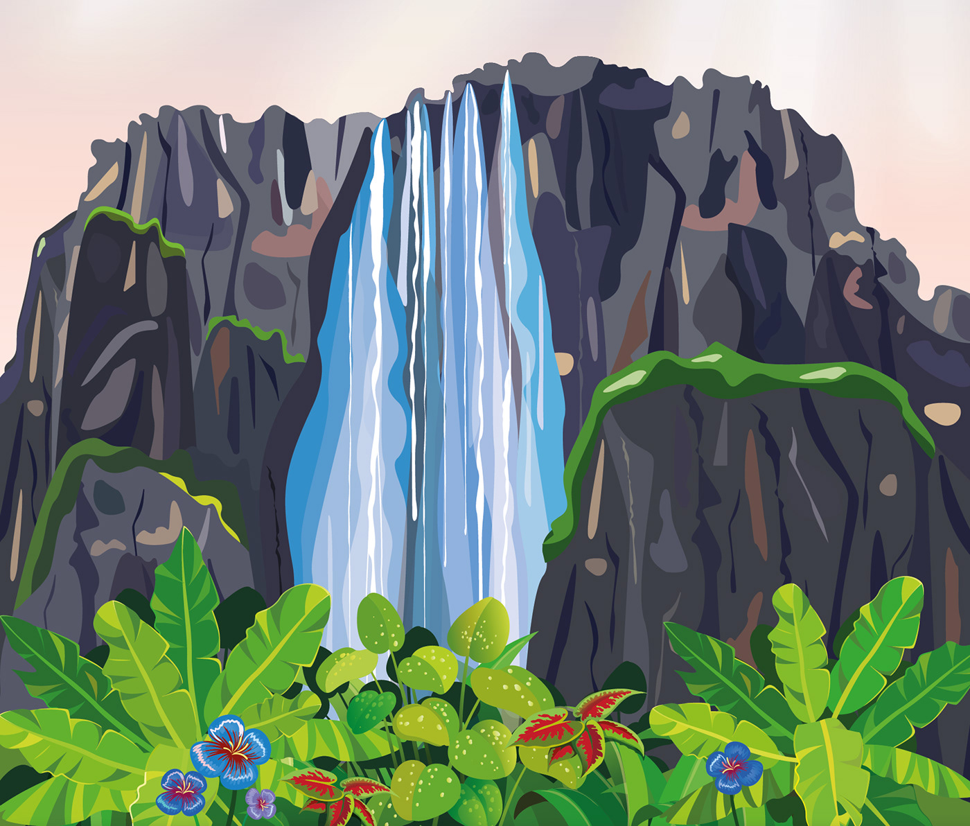 adobe illustrator brochure brochure design Digital Art  digital illustration Drawing  ILLUSTRATION  Landscape vector Waterfalls