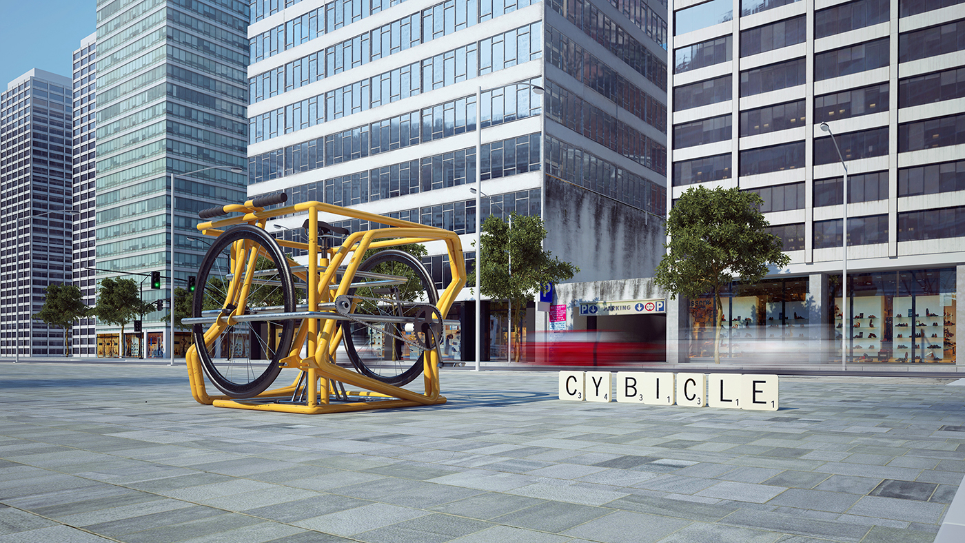 Scrabble Render 3D CGI vespa Bicycle Excavator yatch boat Street Outdoor campaign city cityscape forest