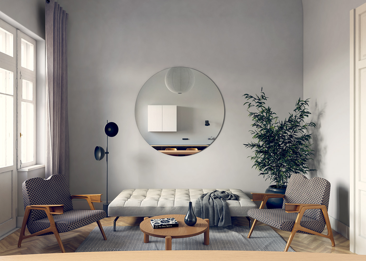 apartment archviz CGI interior design  Render SketchUP vintage visualization vray