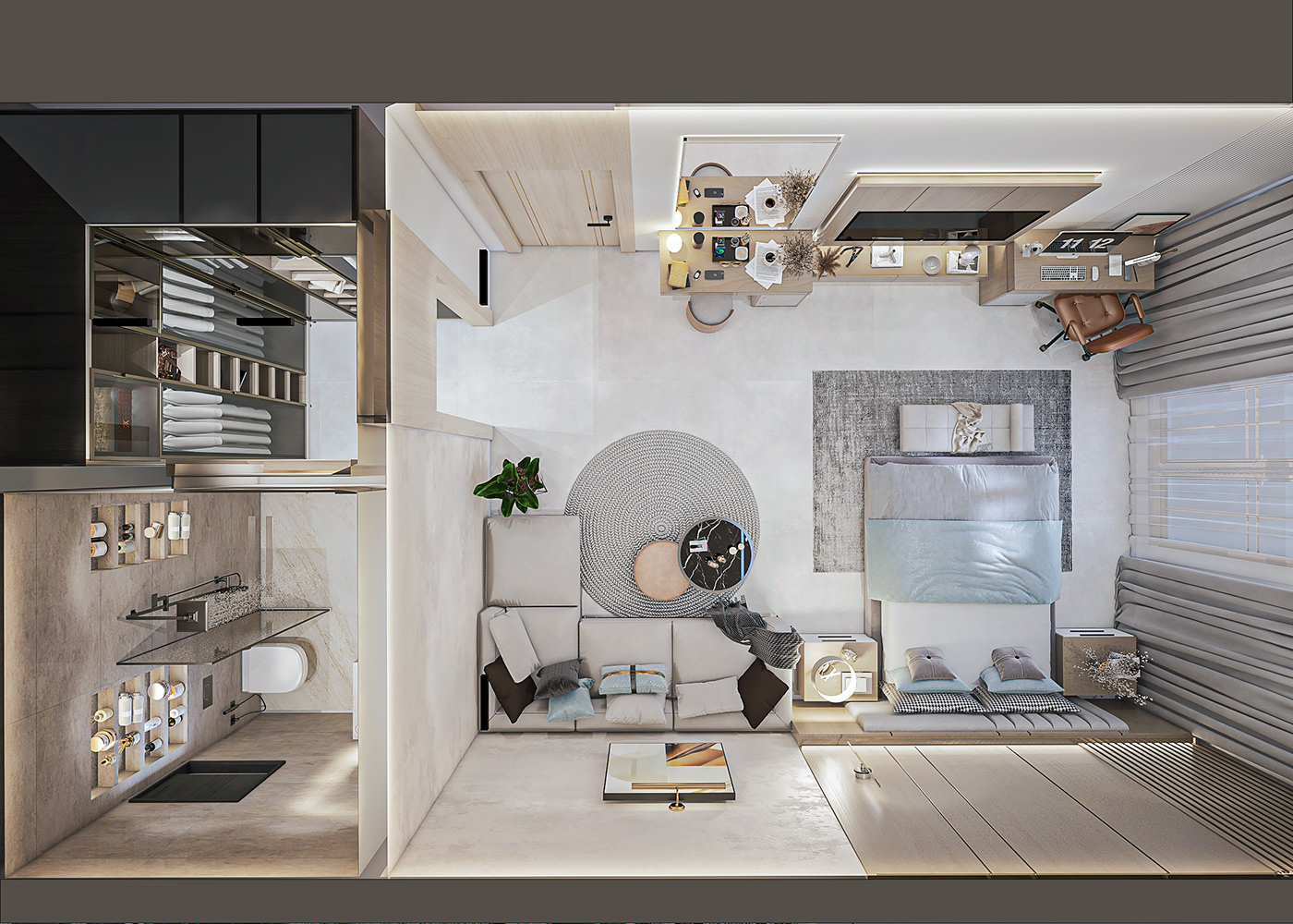 design babyblue Interior architecture visualization 3ds max Render vray modern wooddesign