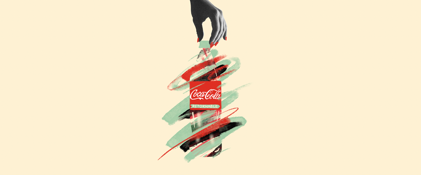 bottle Packaging Coca-Cola ILLUSTRATION  animation  brush bernardo henning movement Color Splash