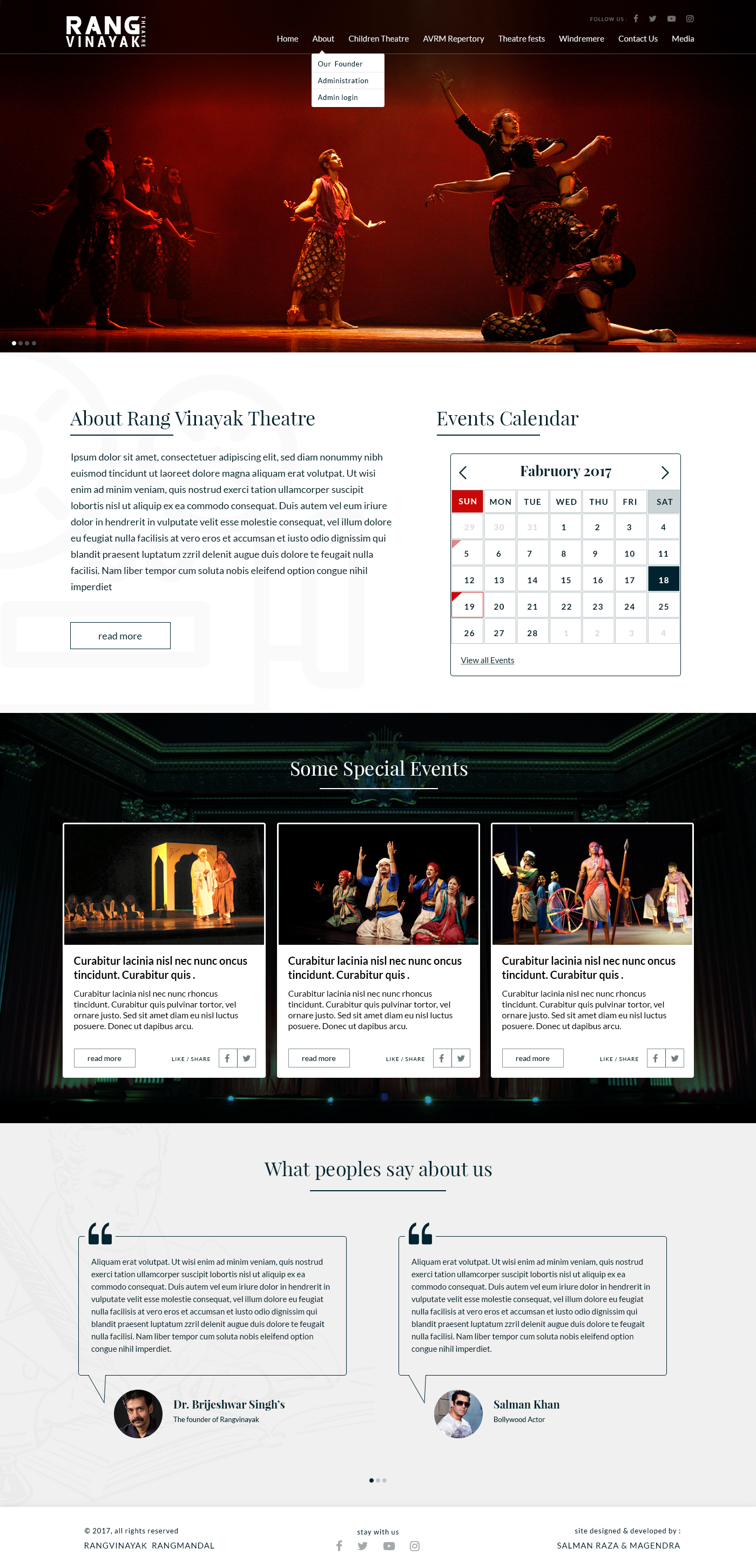 web layout Webdesign Theater web layout theater  theater website Website Design Web Design  salman raza art website design Rang Vinayak Theater